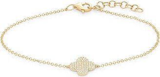 Saks Fifth Avenue Made in Italy Saks Fifth Avenue Women's 14K Yellow Gold & Diamond Four-Leaf Clover Bracelet