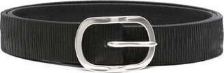 Textured-Leather Buckle Belt