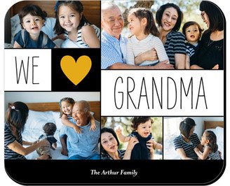 Mouse Pads: We Heart Grandma Collage Mouse Pad, Rectangle Ornament, Black