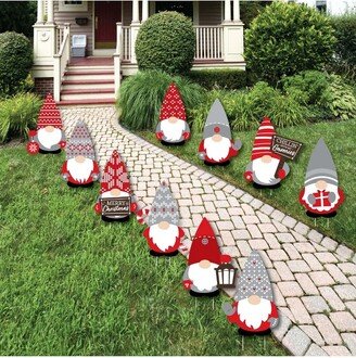 Big Dot of Happiness Christmas Gnomes - Lawn Decorations - Outdoor Holiday Party Yard Decorations - 10 Piece