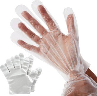 Juvale 100 Pack Plastic Disposable Gloves for Cooking, Handling Food, Serving, Prep, Baking (One Size Fits Most, Clear)