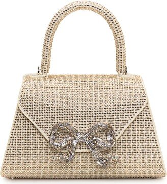 Bow-Detailed Embellished Top Handle Bag