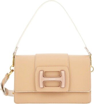 Logo Buckled Foldover Top Shoulder Bag