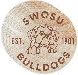 R & Imports Southwestern Oklahoma State University Wood Coaster Engraved 4-Pack