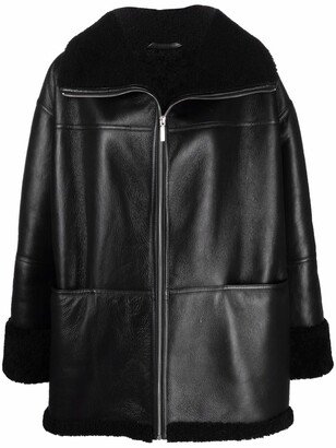 Oversized Shearling-Trim Jacket