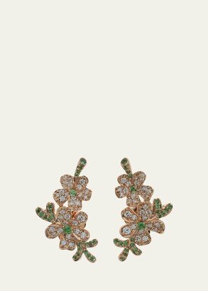 18k Rose Gold Diamond and Green Garnet Earrings from Flower Collection