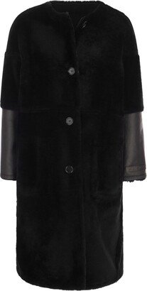 Single-Breasted Reversible Shearling Coat