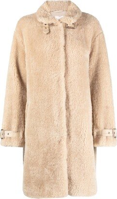 High-Neck Faux-Fur Coat