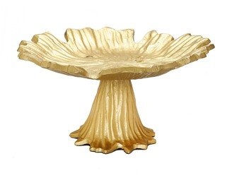 Gold -Tone Flower Cake Plate