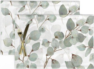 Botanical Placemats | Set Of 2 - Eucalyptus Leaves By Miss Truppa Australian Flowers Farmhouse Plant Flora Cloth Spoonflower