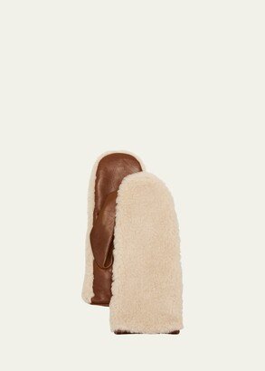 Sherpa Cashmere-Silk & Leather Mittens