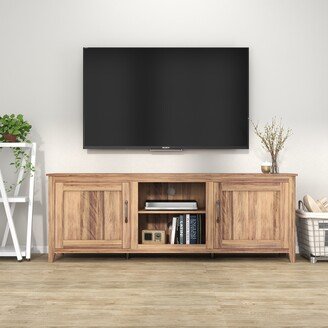 Calnod Traditional Wooden Multifunctional TV Stand with 2 Open Compartments Cabinet & 2 Cabinet with Door, TV Cabinet for Living Room