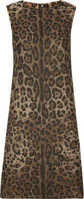 Leopard-Jacquard Mid-Length Dress