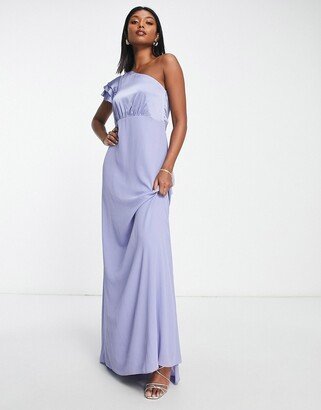 TNFC Bridesmaid one shoulder maxi dress in powder blue