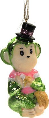 Cody Foster Holiday Ornament Retro Monkey - 1 Glass Ornament 5.00 Inches - Kitsch Spring Easter Banana - Go4396 - Glass - Green