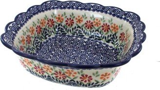 Blue Rose Pottery Blue Rose Polish Pottery Garden Bouquet Medium Square Serving Dish