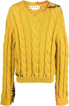 Cable-Knit Virgin Wool Jumper-AA