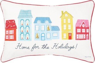 Village Holiday Printed & Embellished Throw Pillow-AA