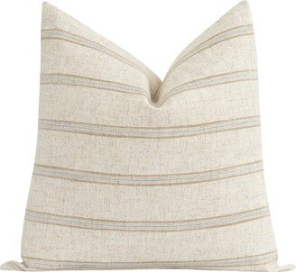 Grey Sand & Natural Decorative Pillow Cover, Farmhouse Sandstone Stripe Double Sided Designer Cover