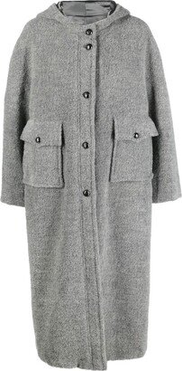 Single-Breasted Hooded Wool Coat-AA