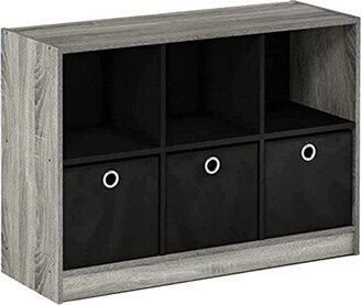 Basic 3x2 Bookcase Storage w/Bins, French Oak/Black