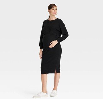 Match Back Ribbed Crop Maternity Skirt Set - Isabel Maternity by Ingrid & Isabel™ Black