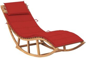 Rocking Sun Lounger with Cushion Solid Teak Wood - 23.6 x 70.9 x 28.7