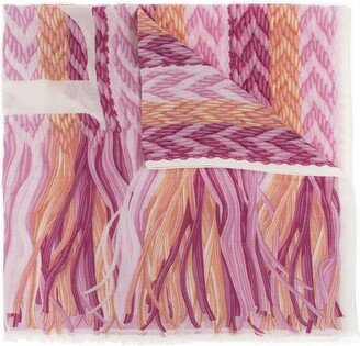 Patterned Fringed Scarf