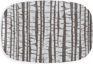 Serving Platters: Birch Forest - Gray Serving Platter, Gray