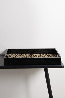 Leopard-print Wood Tray - Black