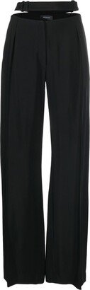 Cut-Out Wide-Leg Tailored Trousers