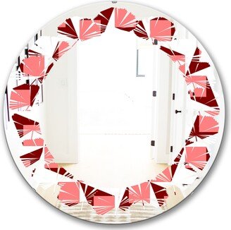 Designart 'Retro Geometrical Abstract Minimal Pattern XIII' Printed Modern Round or Oval Wall Mirror - Leaves