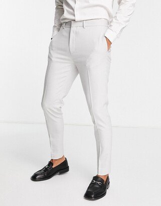 wedding super skinny suit pants in ice gray micro texture-AA