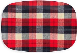 Serving Platters: Lumberjack Flannel Buffalo Plaid - Red Serving Platter, Red