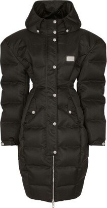 Long-Line Duchess Hooded Down Jacket