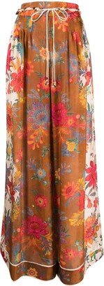 Multicolour Ginger Floral Print Silk Trousers