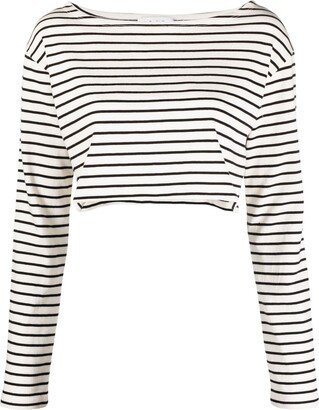 The Frankie Shop Boat-Neck Striped Crop Top