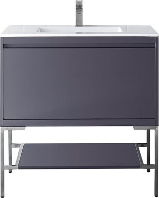 James Martin Vanities Milan 35.4 Single Vanity, Modern Gray with Composite Stone Top