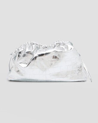 Cloud Mini Metallic Croc-Embossed Clutch Bag