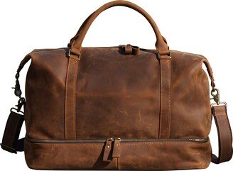 Touri Leather Weekend Bag With Suit Compartment - Light Brown