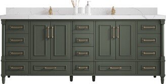 Aberdeen 84 In. W X 22 D Double Sink Bathroom Vanity in Pewter Green With Quartz Or Marble Countertop | Modern Vanity Premium Q