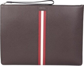 Logo Plaque Stripe Detailed Pouch