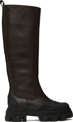 Brown Cleated Tubular Tall Boots