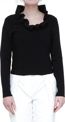 Ruffled Crewneck Knitted Jumper