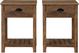 Set of 2 June Rustic Farmhouse Square Nightstands with Lower Shelf Rustic Oak - Saracina Home