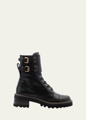 Mallory Buckle-Cuff Moto Combat Booties