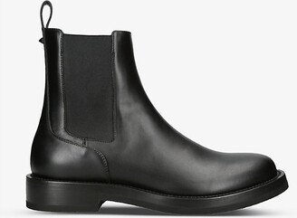 Mens Black Round-toe Leather Chelsea Boots