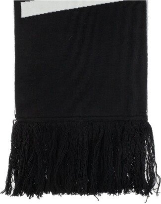 Colour-Block Fringed Scarf