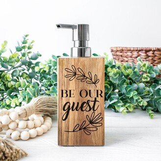 Soap Dispenser For Guest Bathroom | Wooden Pump Personalized Lotion Container Bath Engraved Custom Decor