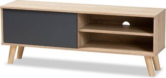 Mallory Two-Toned Oak Wood TV Stand for TVs up to 55 Oak/Gray